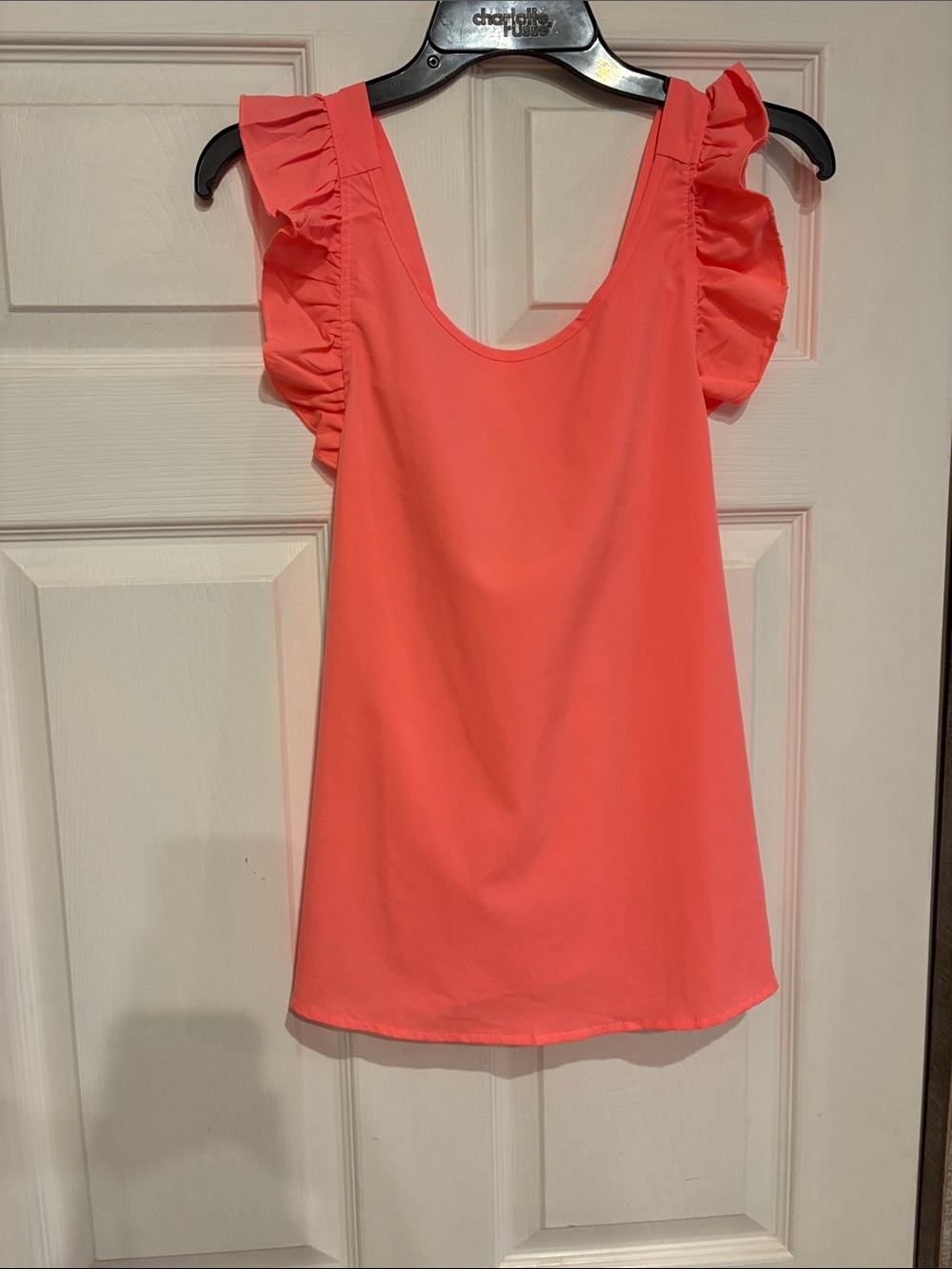 Ruffled Sleeve Coral Tank Top